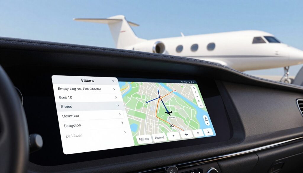 Villiers private jet booking options dashboard