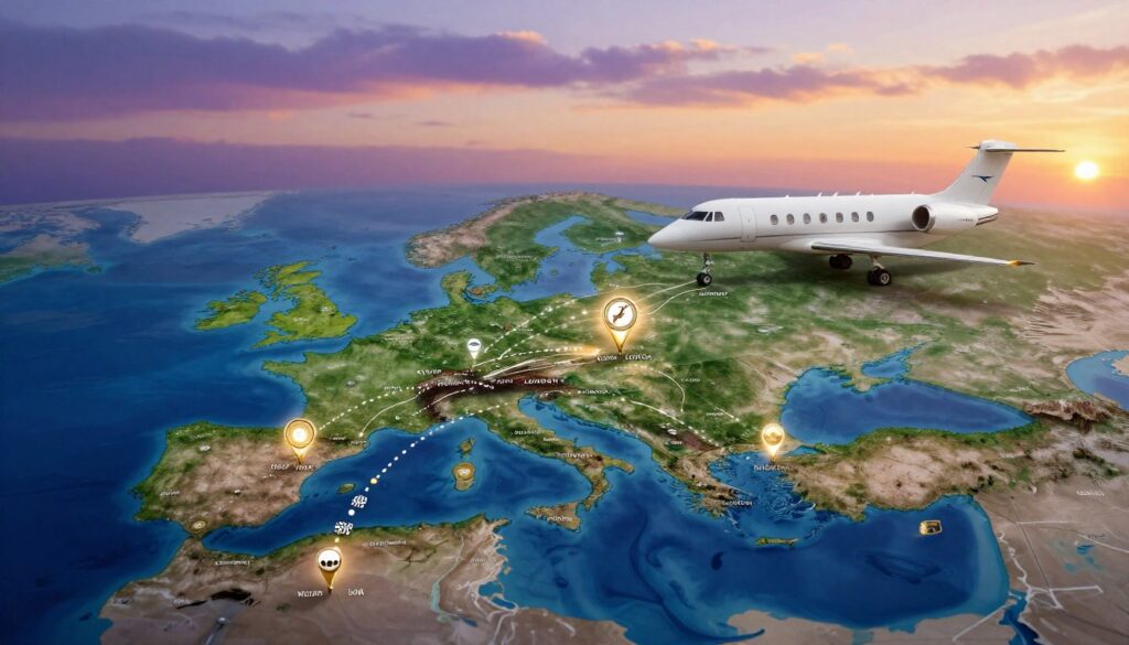 Villiers private jet global destinations map Villiers private jet global destinations map