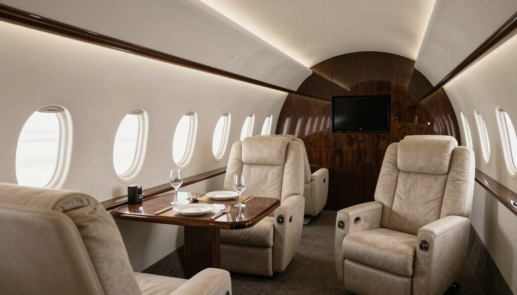 Airbus private jet cabin serenity engineering and quiet luxury interior