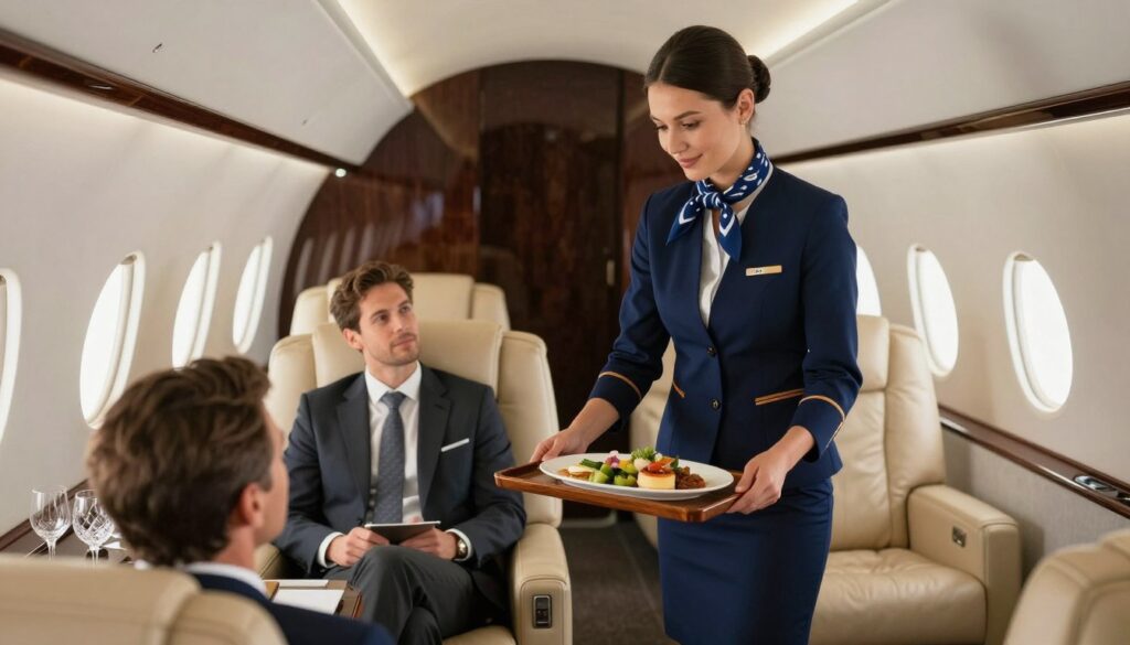 Airbus private jet flight attendant service