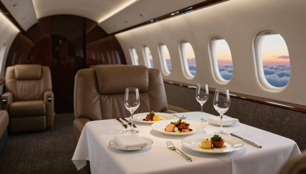 Airbus private jet gourmet dining experience