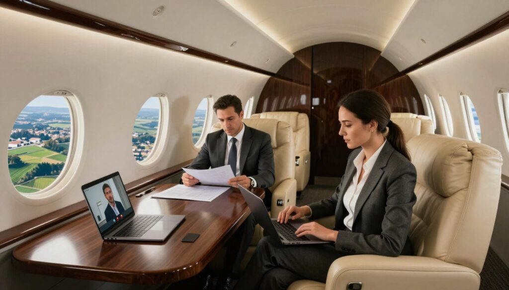 European business private jet productivity