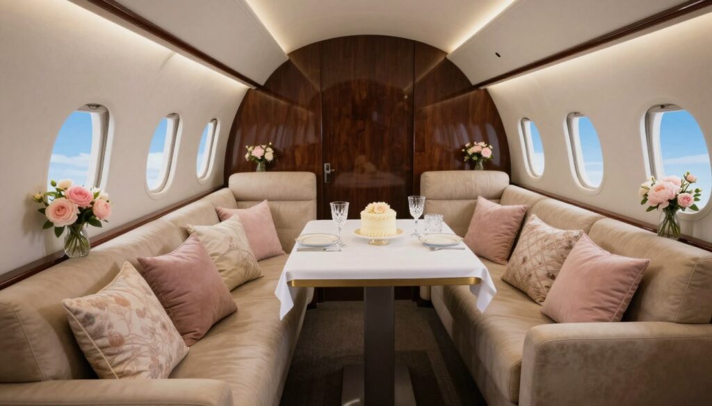 bespoke wedding jet cabin decor
