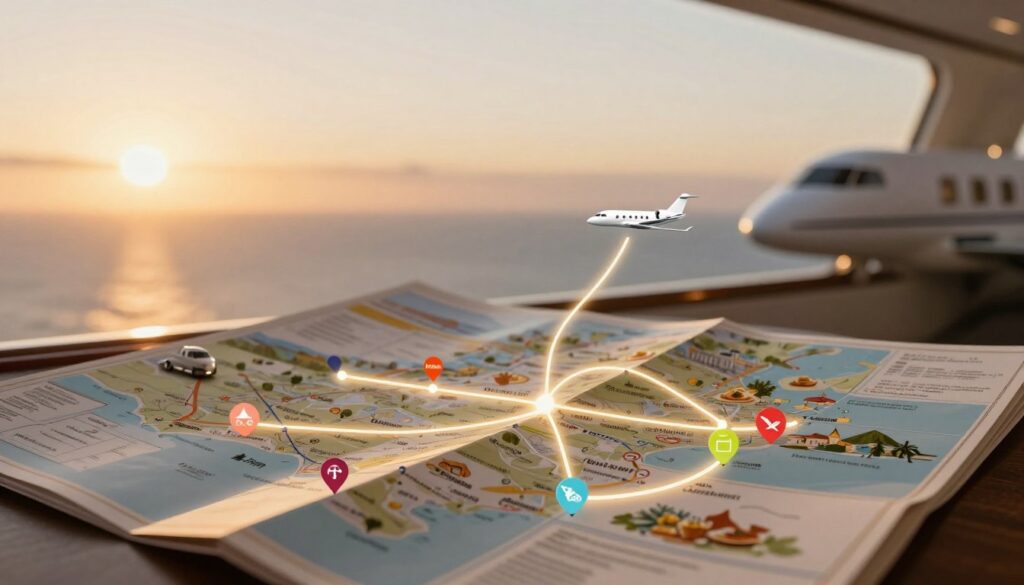 exclusive jet charter services itinerary map
