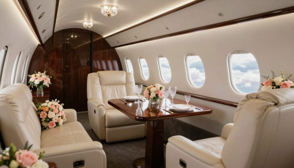 exclusive wedding travel private jet interior