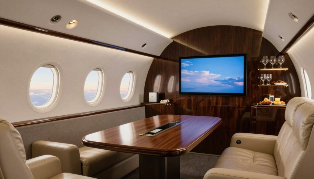 luxury business travel private jet cabin