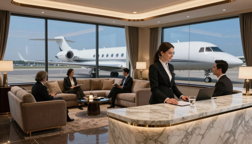 luxury private jet ground experience FBO terminal