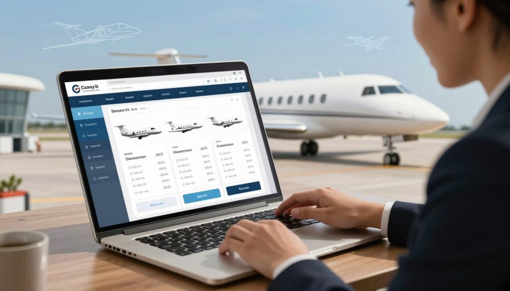 online jet charter booking steps