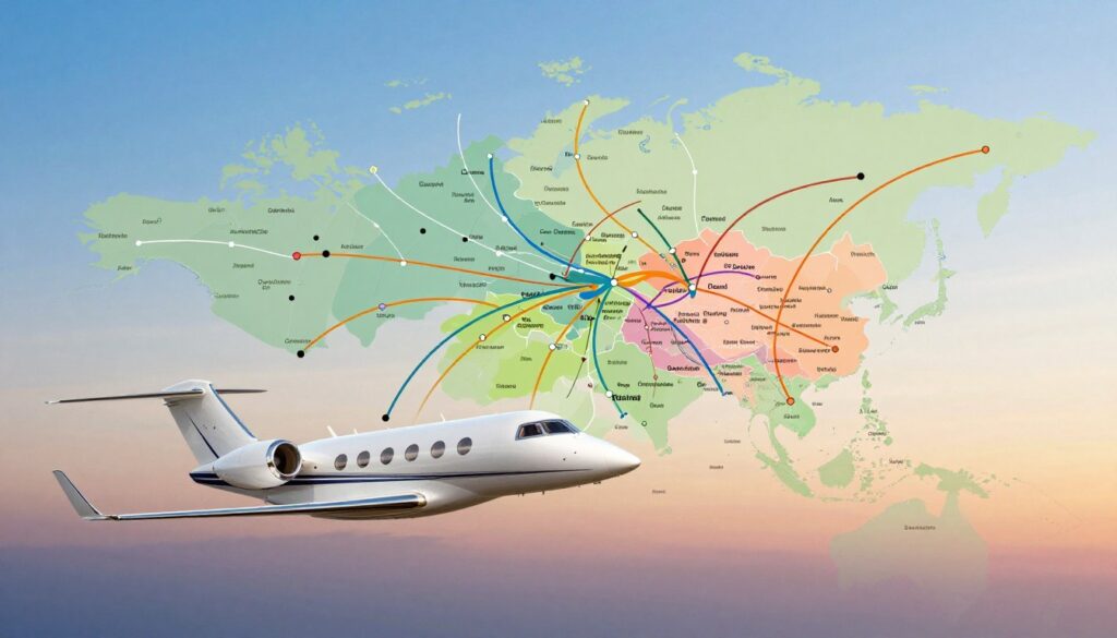 private aircraft rental online multi-city route map