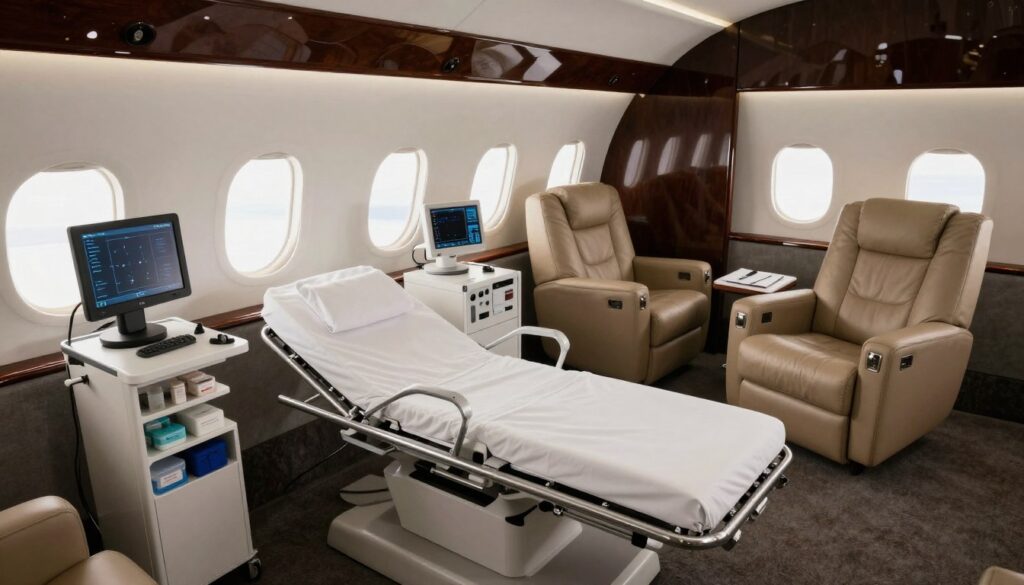 private jet medical flight support interior