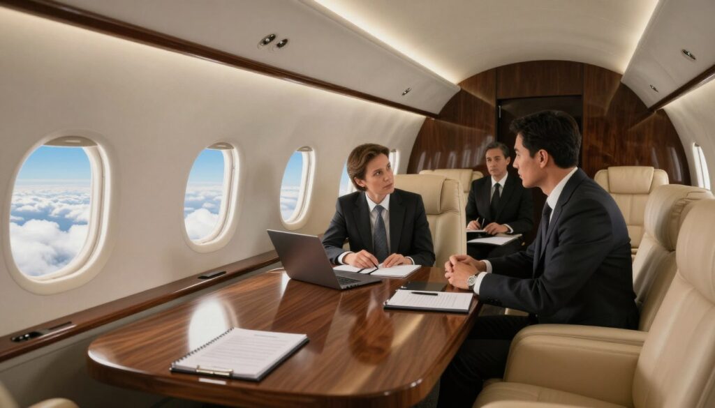 private jet privacy confidential business meeting