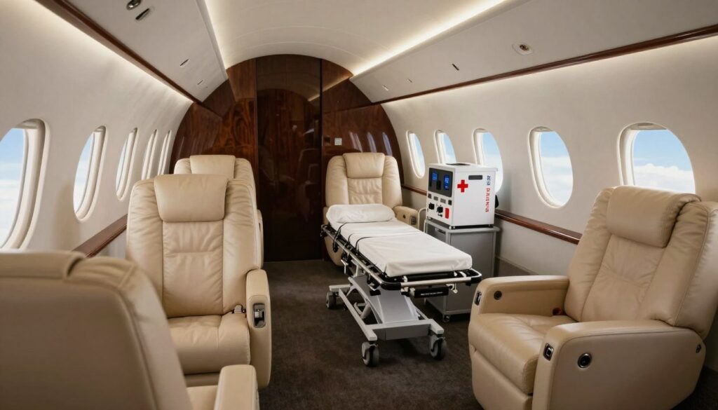 rapid medical flight services private jet cabin