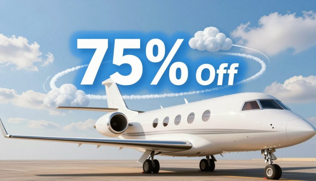 75% off empty legs flights
