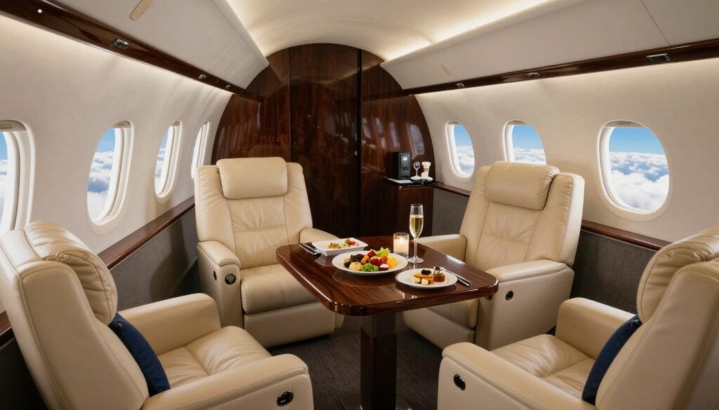 luxury air travel cabin interior