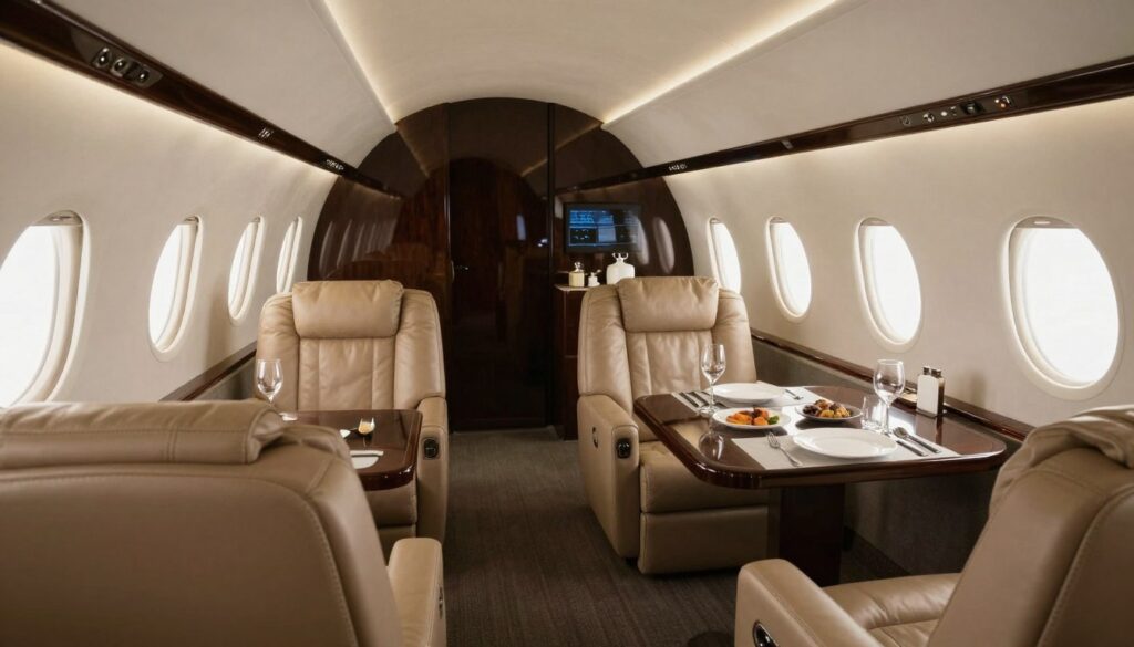 modern private jet experience interior
