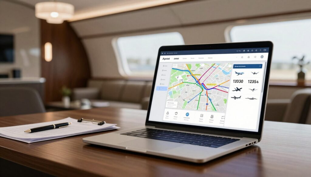 private jet cost calculator interface showing flight route and price estimate