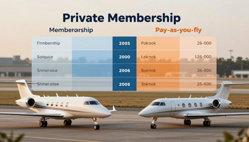 private jet membership vs pay as you fly chart