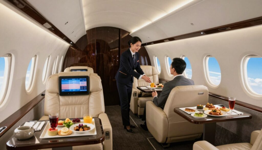 Exclusive amenities and service features in private aviation