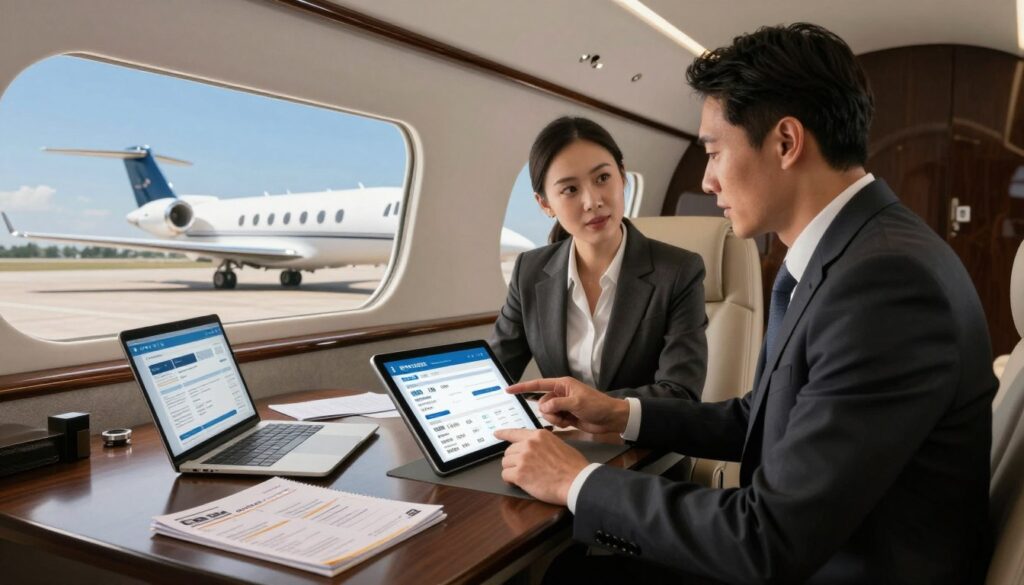 The booking process for private jet charter services