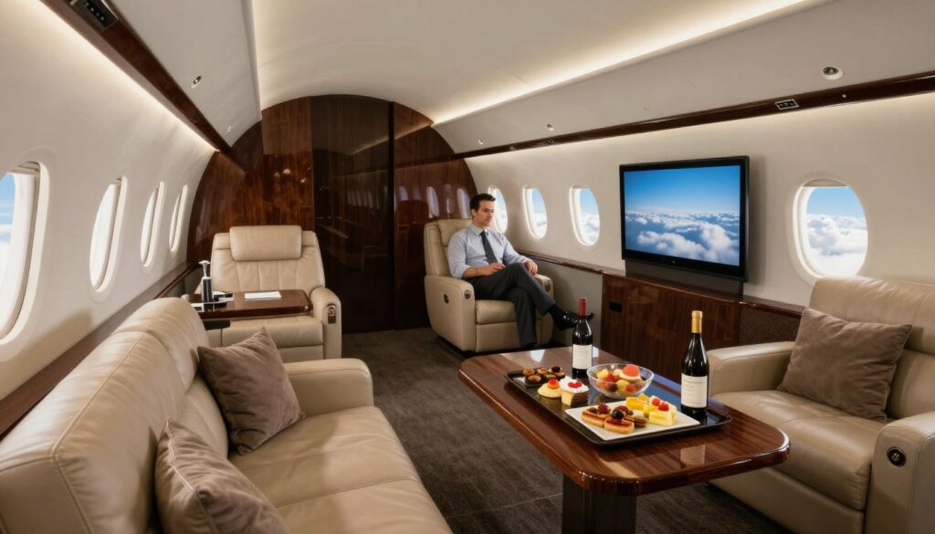 luxury private jet cabin amenities