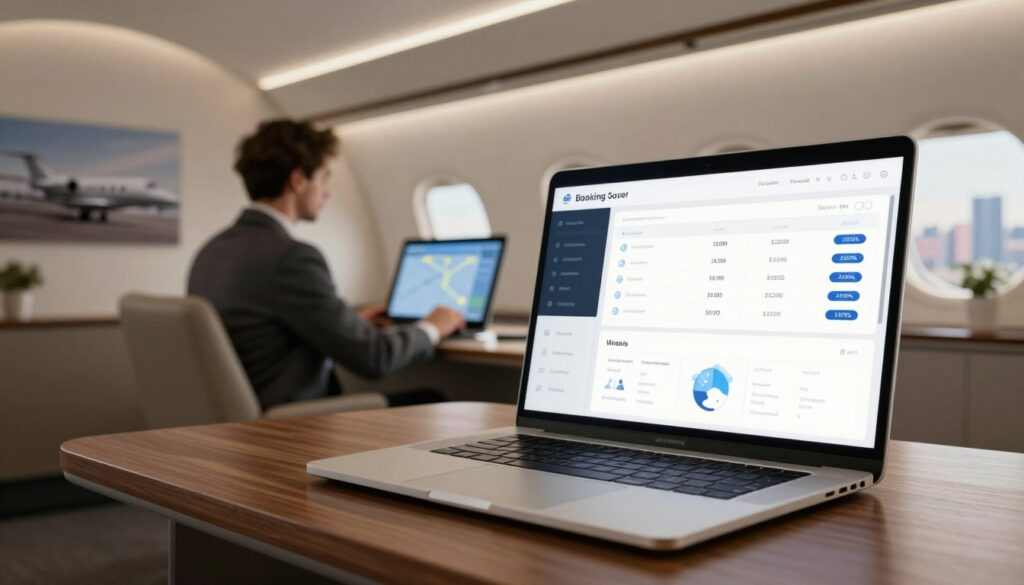 modern private jet booking platform dashboard