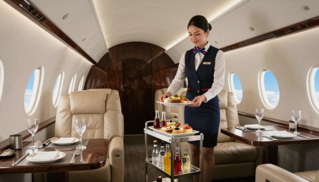 Concierge services and in-flight amenities for private jet travel