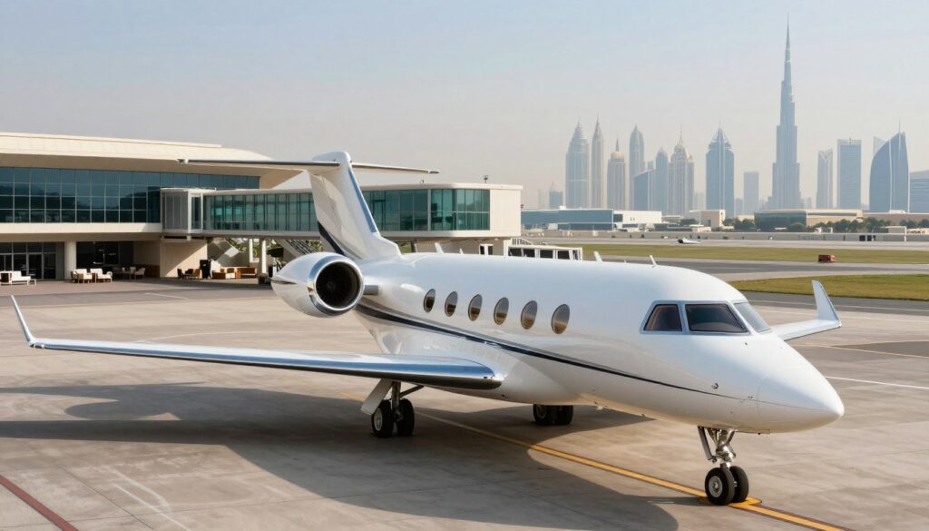 Private jet airport options for London to Dubai