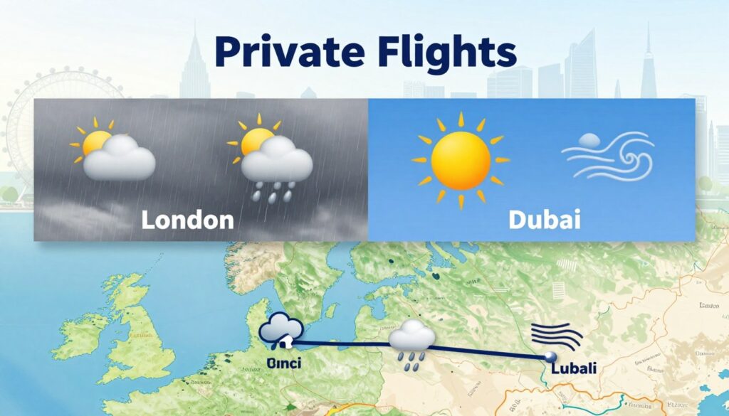 Weather conditions for private flights London to Dubai