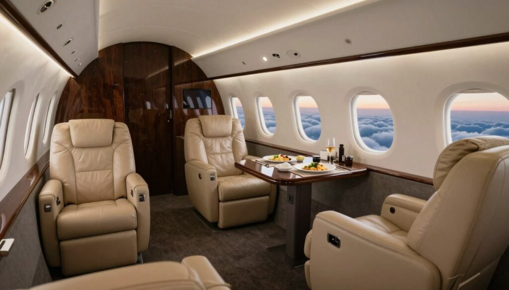Private jet cabin comfort and privacy Private jet cabin comfort and privacy