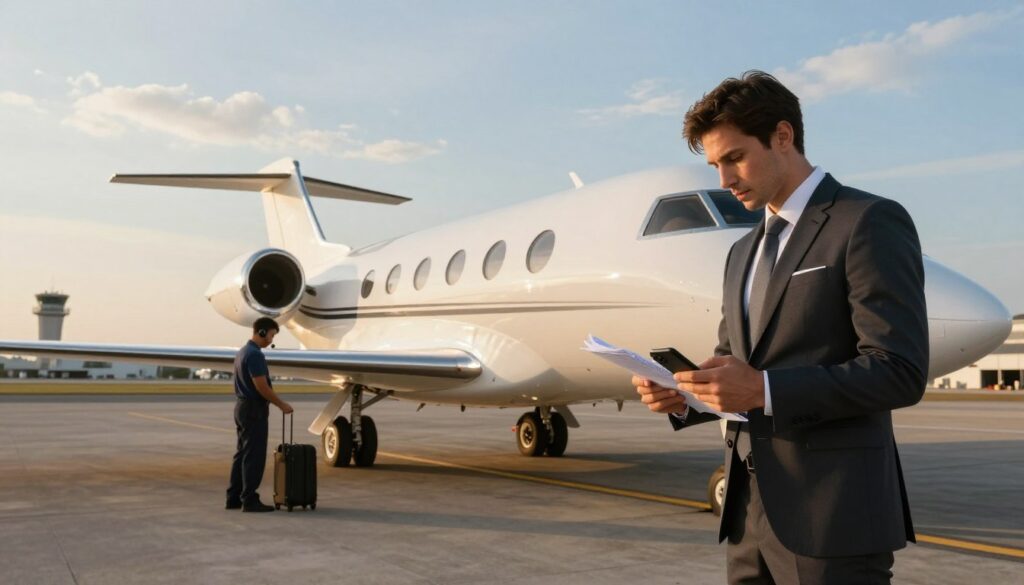 private jet departure preparation
